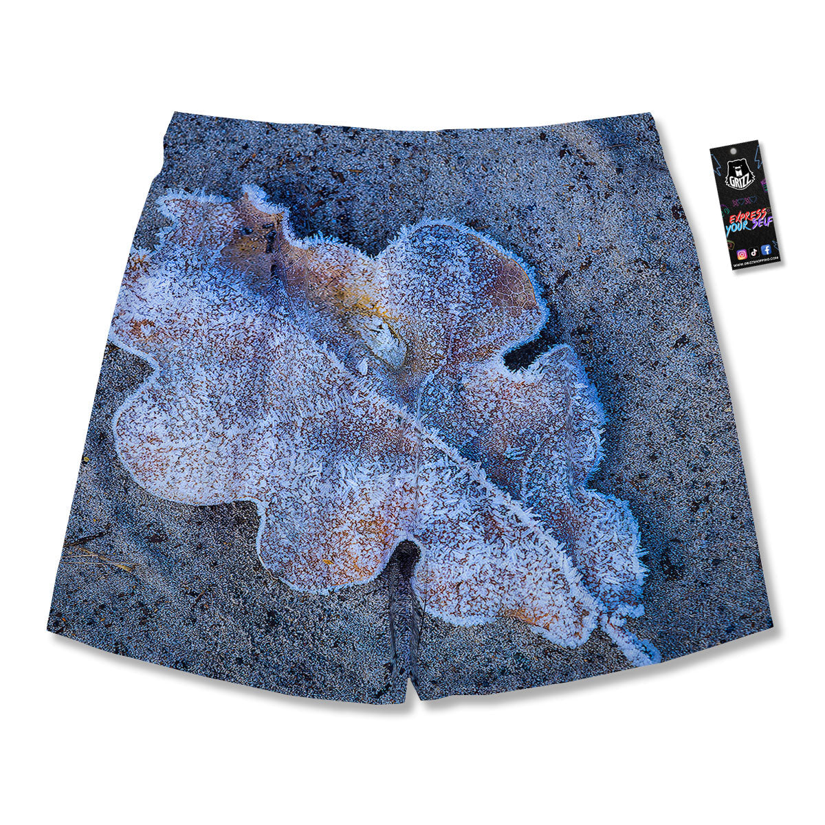 Frozen Leaf Oak Print Men's Running Shorts-grizzshop