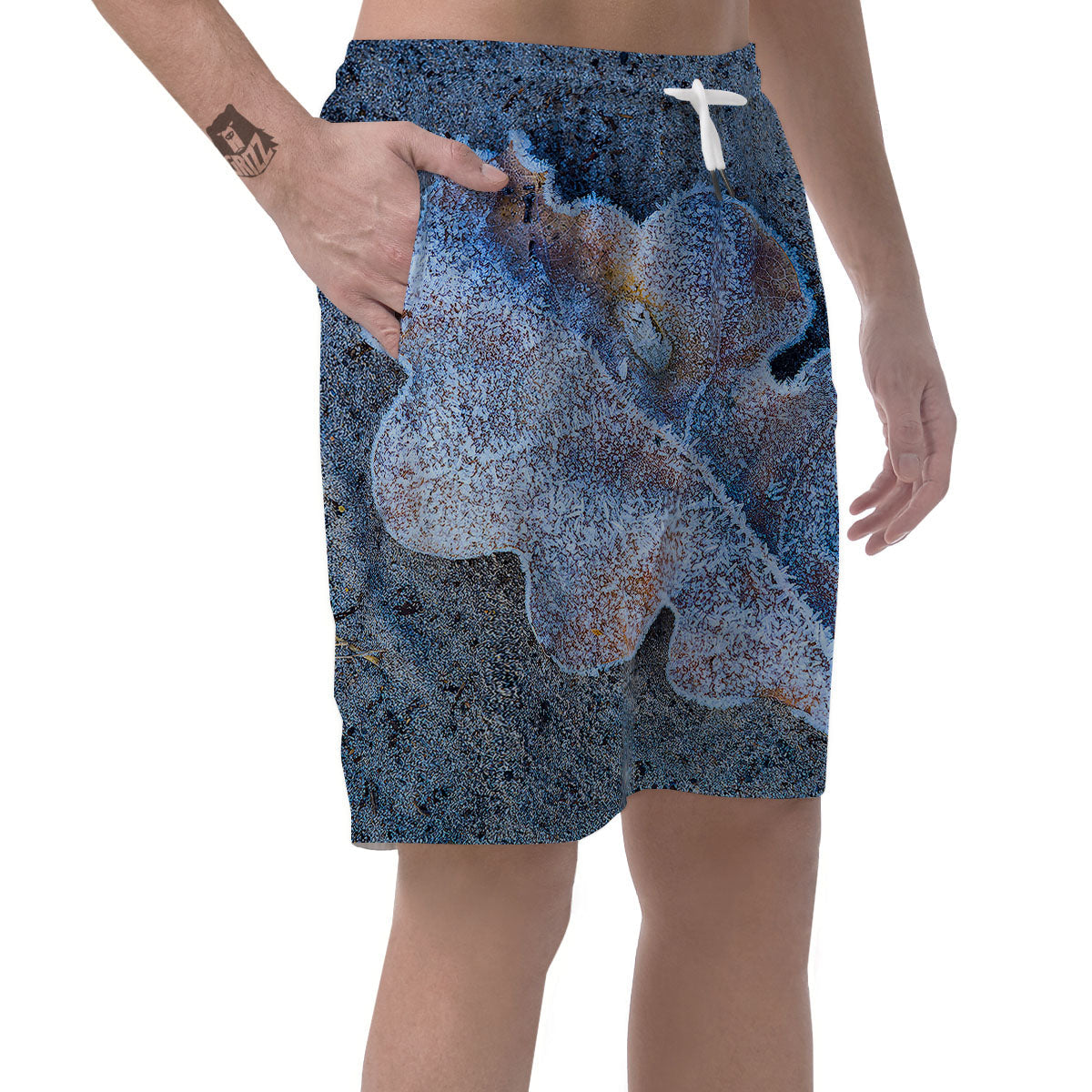 Frozen Leaf Oak Print Men's Shorts-grizzshop