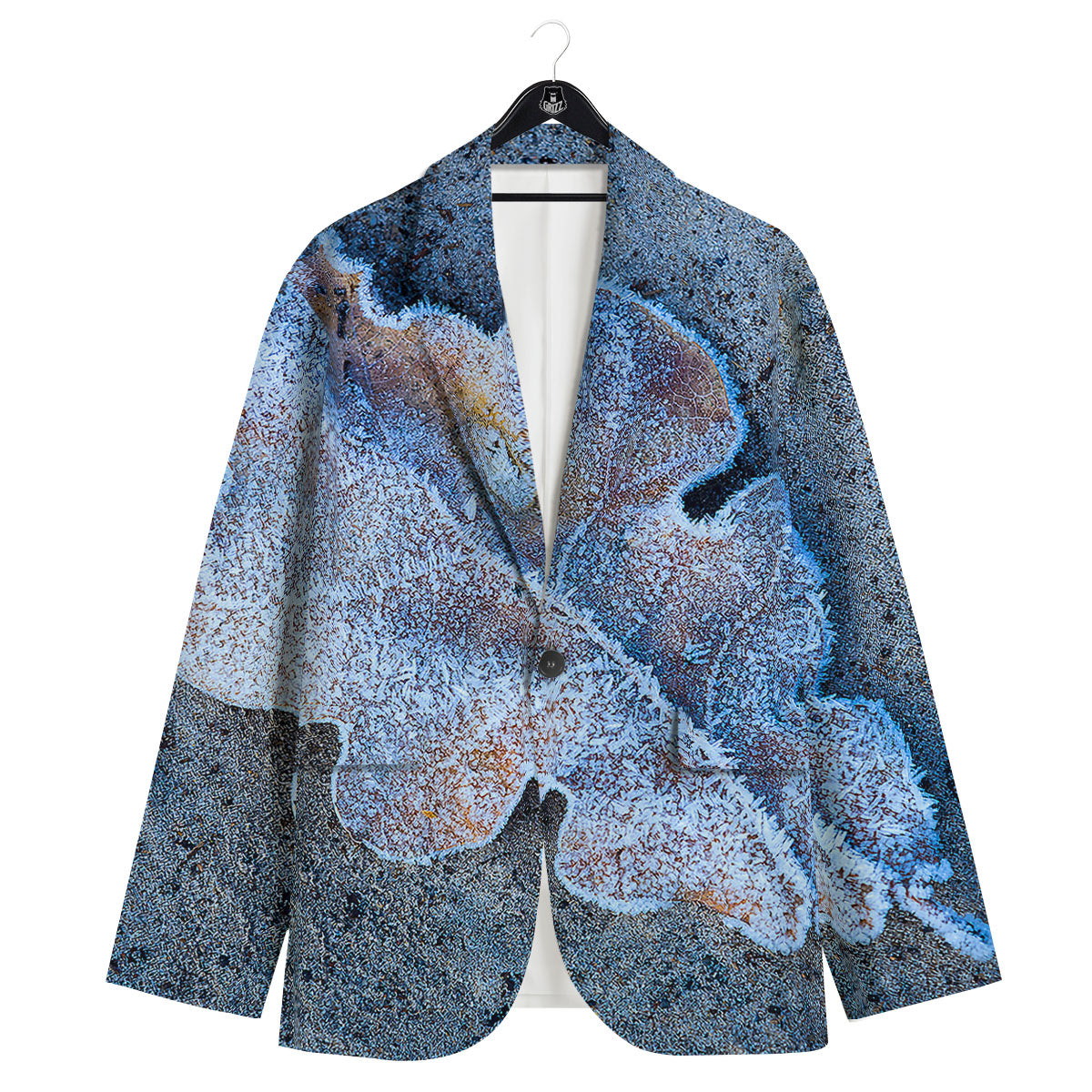 Frozen Leaf Oak Print Men's Sport Coat-grizzshop