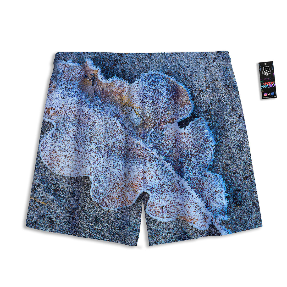 Frozen Leaf Oak Print Mesh Shorts