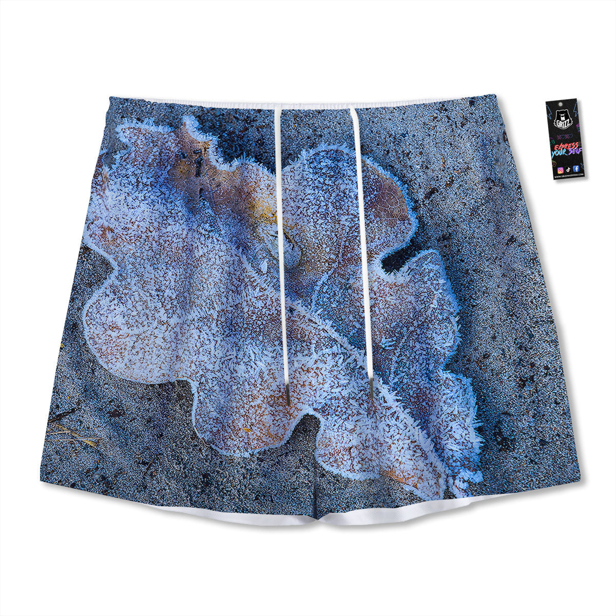Frozen Leaf Oak Print Mesh Shorts