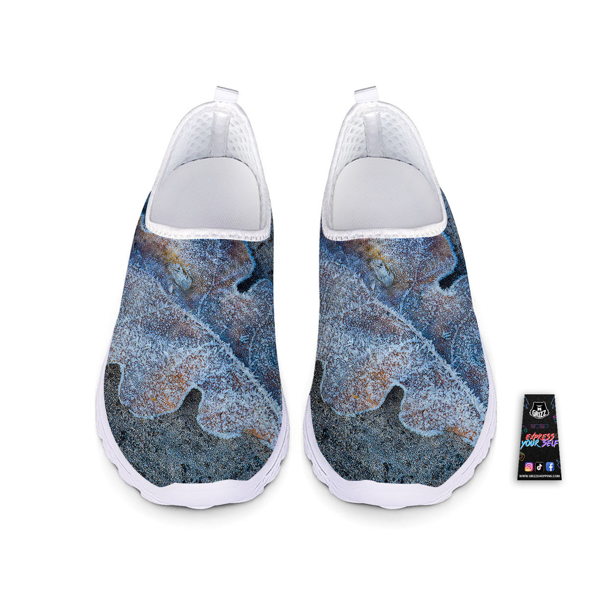 Frozen Leaf Oak Print Nurse Shoes-grizzshop
