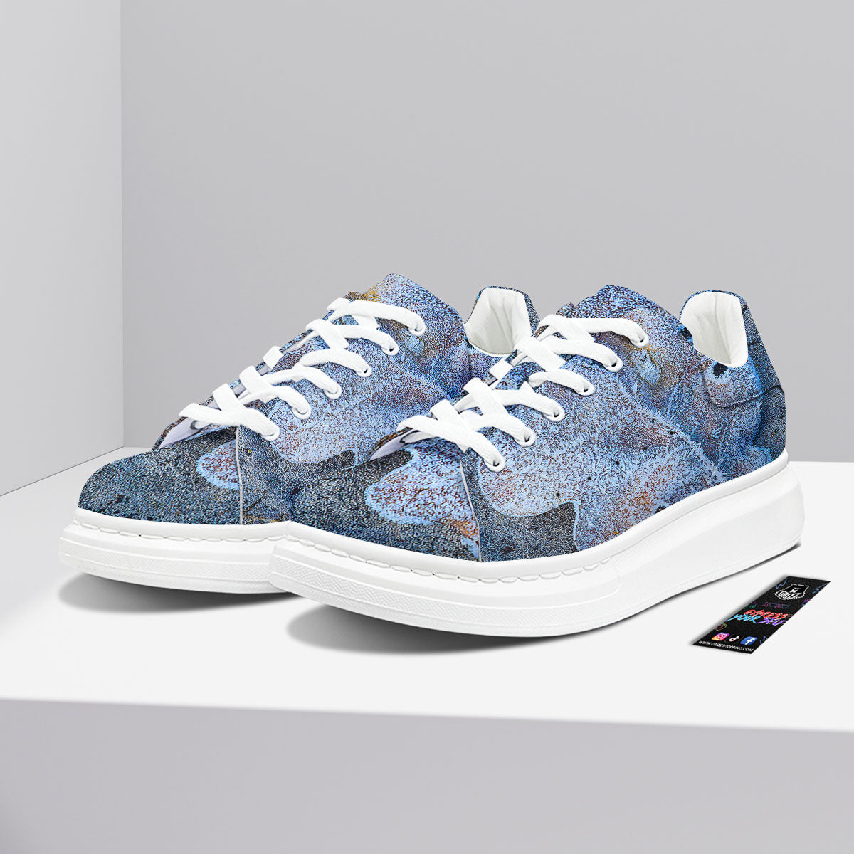 Frozen Leaf Oak Print Platform Shoes-grizzshop