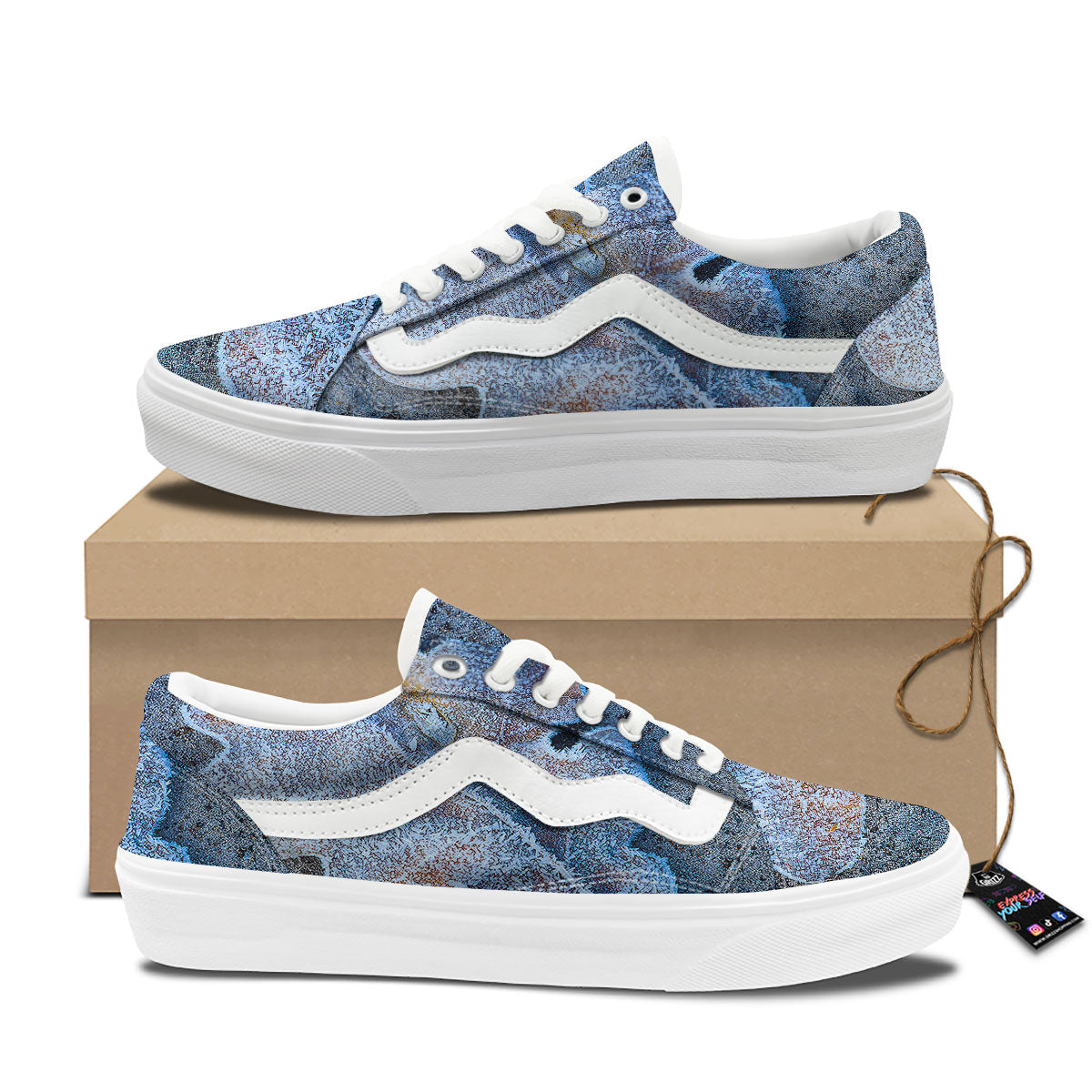 Frozen Leaf Oak Print Skate Shoes-grizzshop
