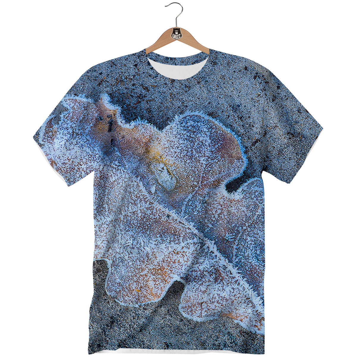 Frozen Leaf Oak Print T-Shirt-grizzshop
