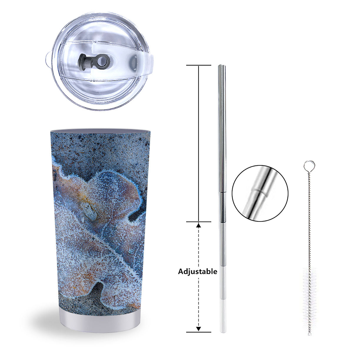 Frozen Leaf Oak Print Tumbler-grizzshop