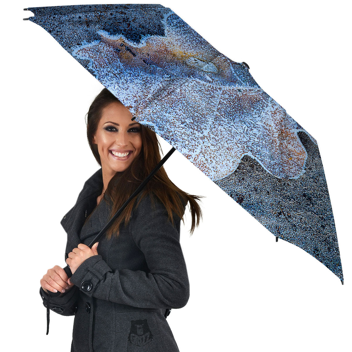 Frozen Leaf Oak Print Umbrella-grizzshop