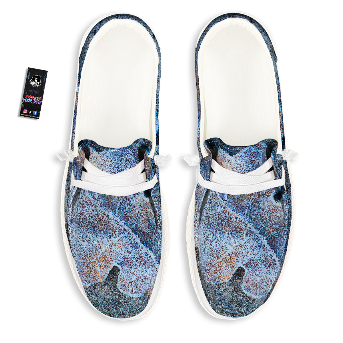 Frozen Leaf Oak Print White Loafers-grizzshop