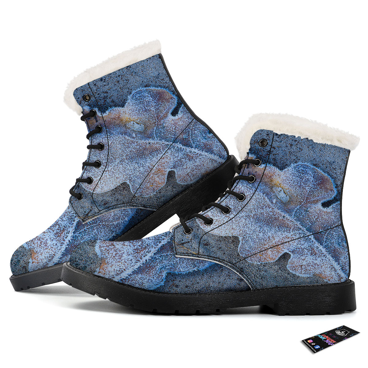 Frozen Leaf Oak Print Winter Boots-grizzshop