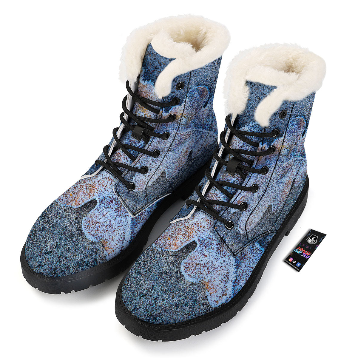 Frozen Leaf Oak Print Winter Boots-grizzshop