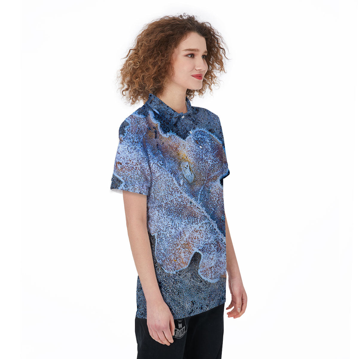 Frozen Leaf Oak Print Women's Golf Shirts-grizzshop