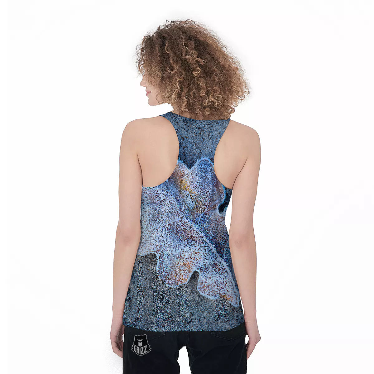Frozen Leaf Oak Print Women's Racerback Tank Top-grizzshop