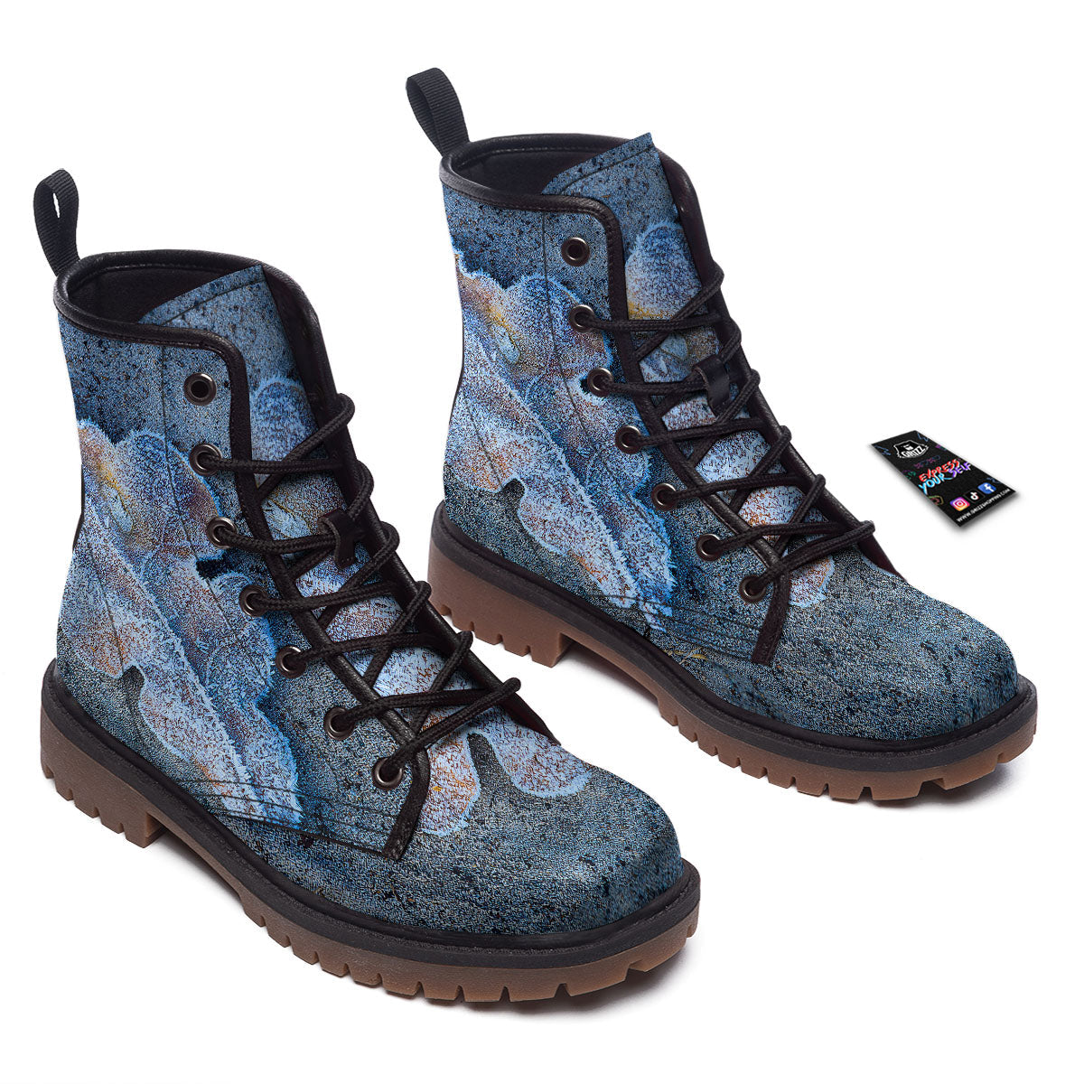 Frozen Leaf Oak Print Work Boots-grizzshop