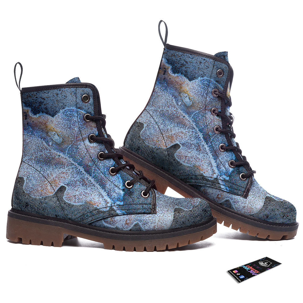 Frozen Leaf Oak Print Work Boots-grizzshop