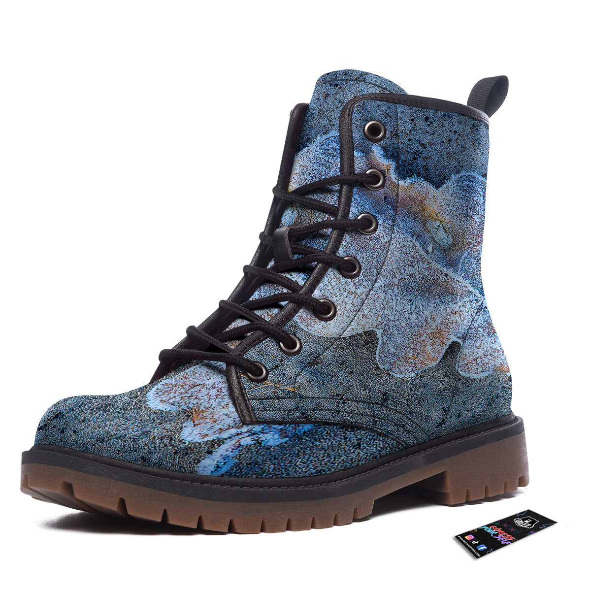 Frozen Leaf Oak Print Work Boots-grizzshop