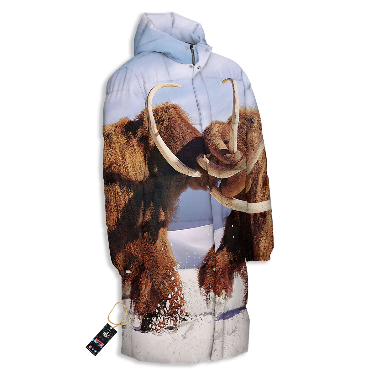 Frozen Mammoth Print Long Down Jacket-grizzshop
