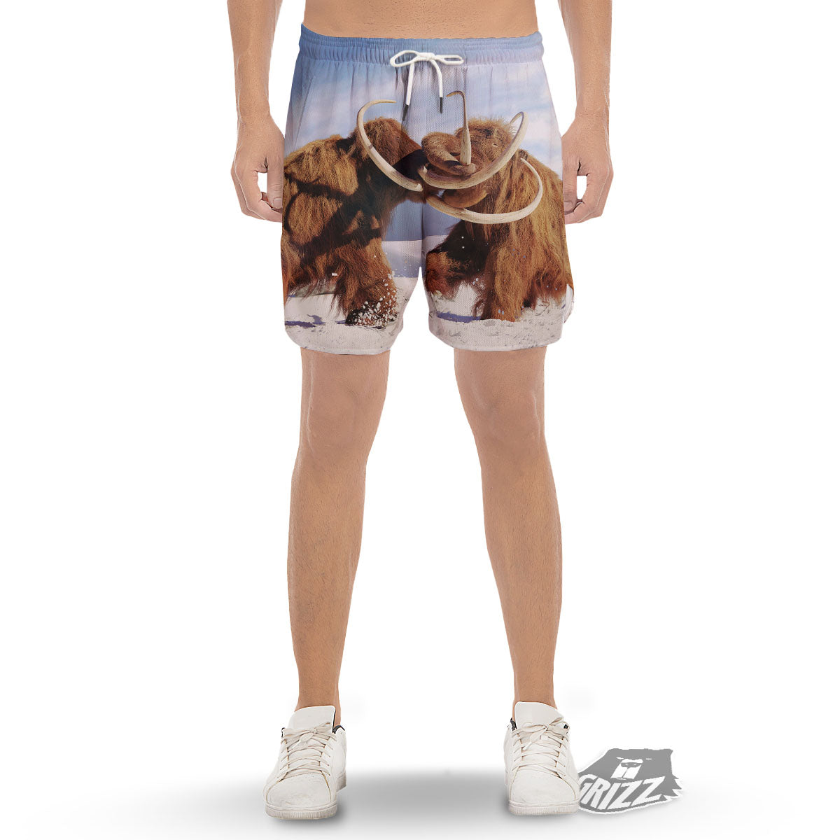 Frozen Mammoth Print Men's Gym Shorts-grizzshop