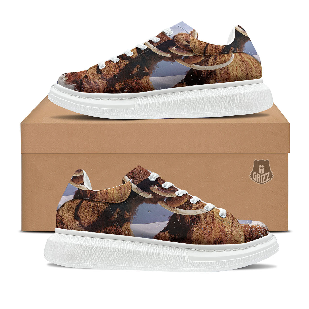 Frozen Mammoth Print Platform Shoes-grizzshop