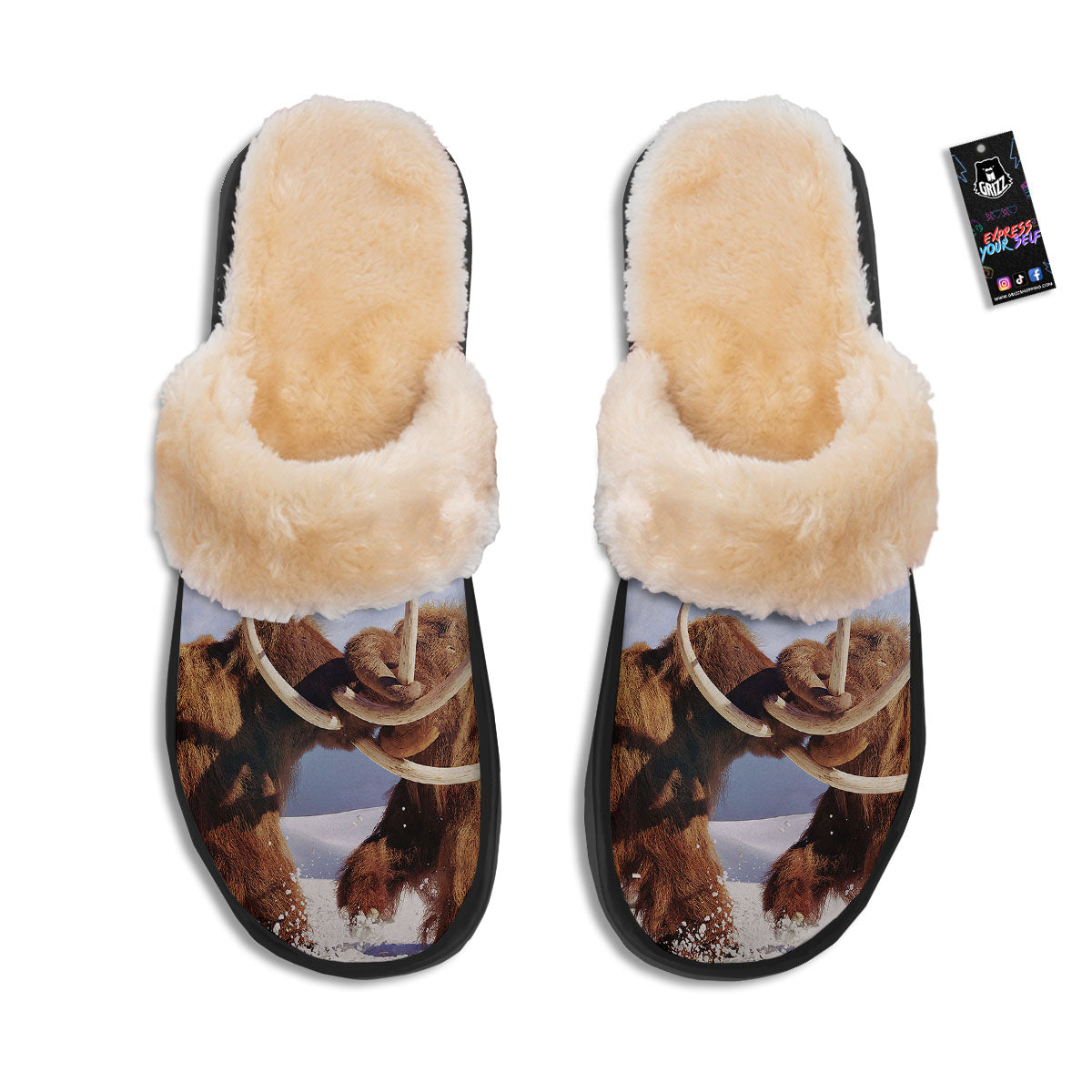 Frozen Mammoth Print Slippers-grizzshop