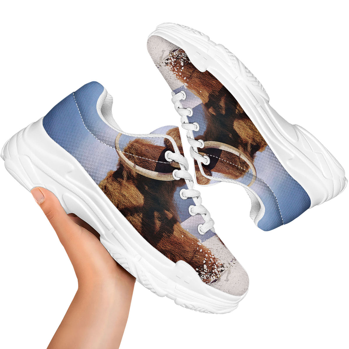 Frozen Mammoth Print White Chunky Shoes-grizzshop