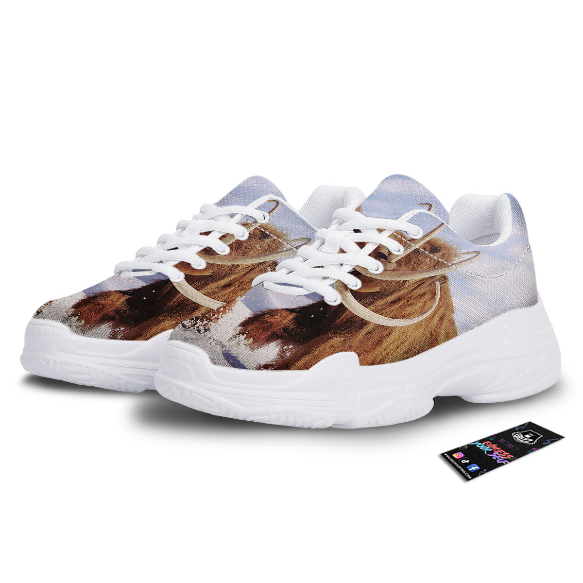 Frozen Mammoth Print White Chunky Shoes-grizzshop