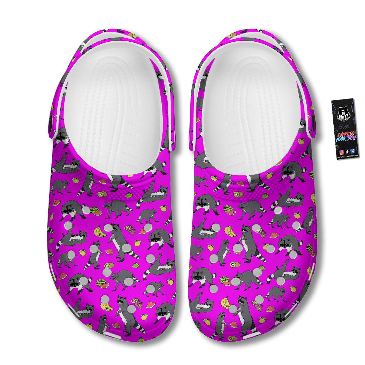 Fruit And Raccoon Print Pattern Clog-grizzshop