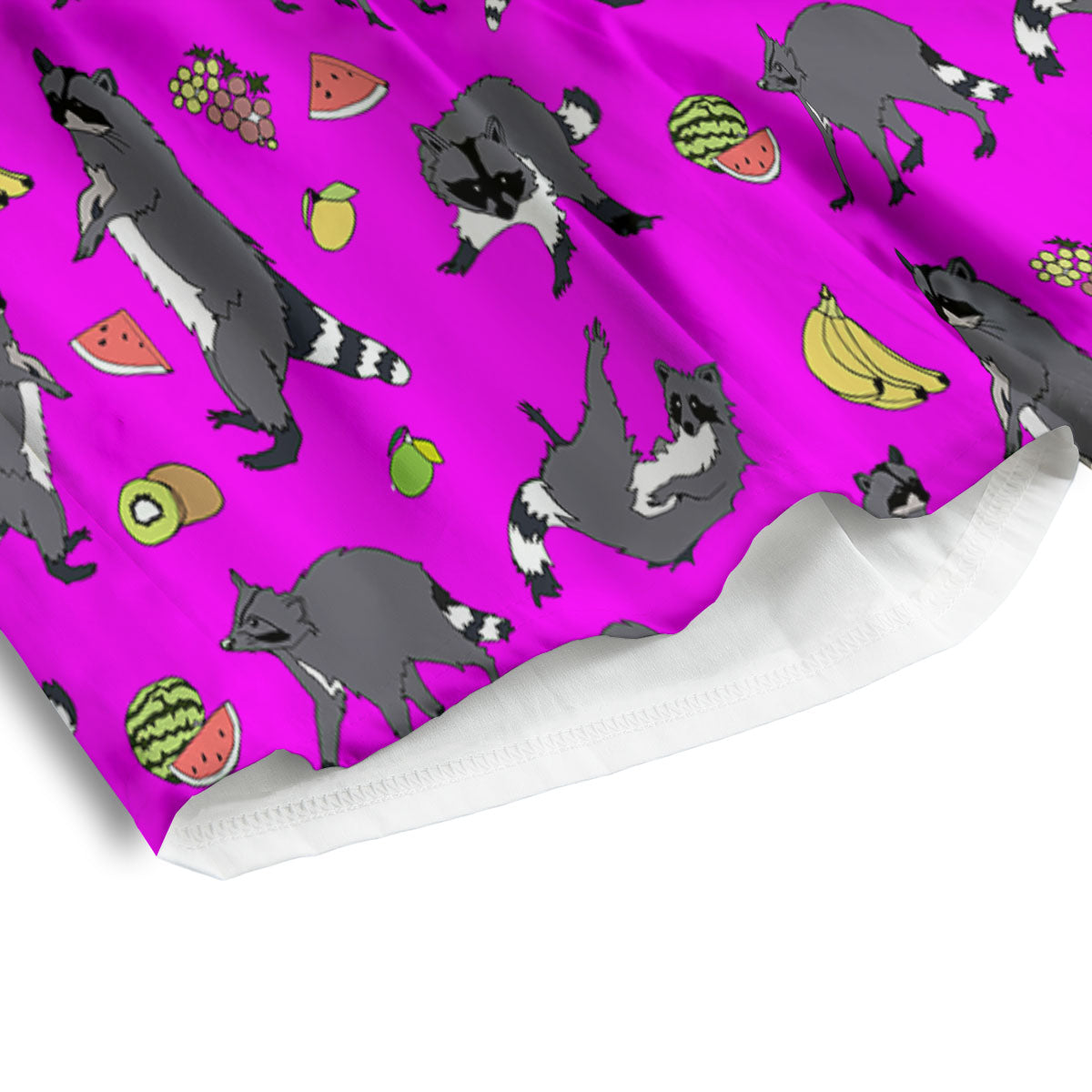 Fruit And Raccoon Print Pattern Men's Athletic Shorts