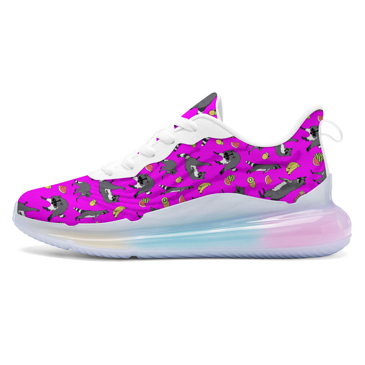 Fruit And Raccoon Print Pattern Running Sneakers-grizzshop