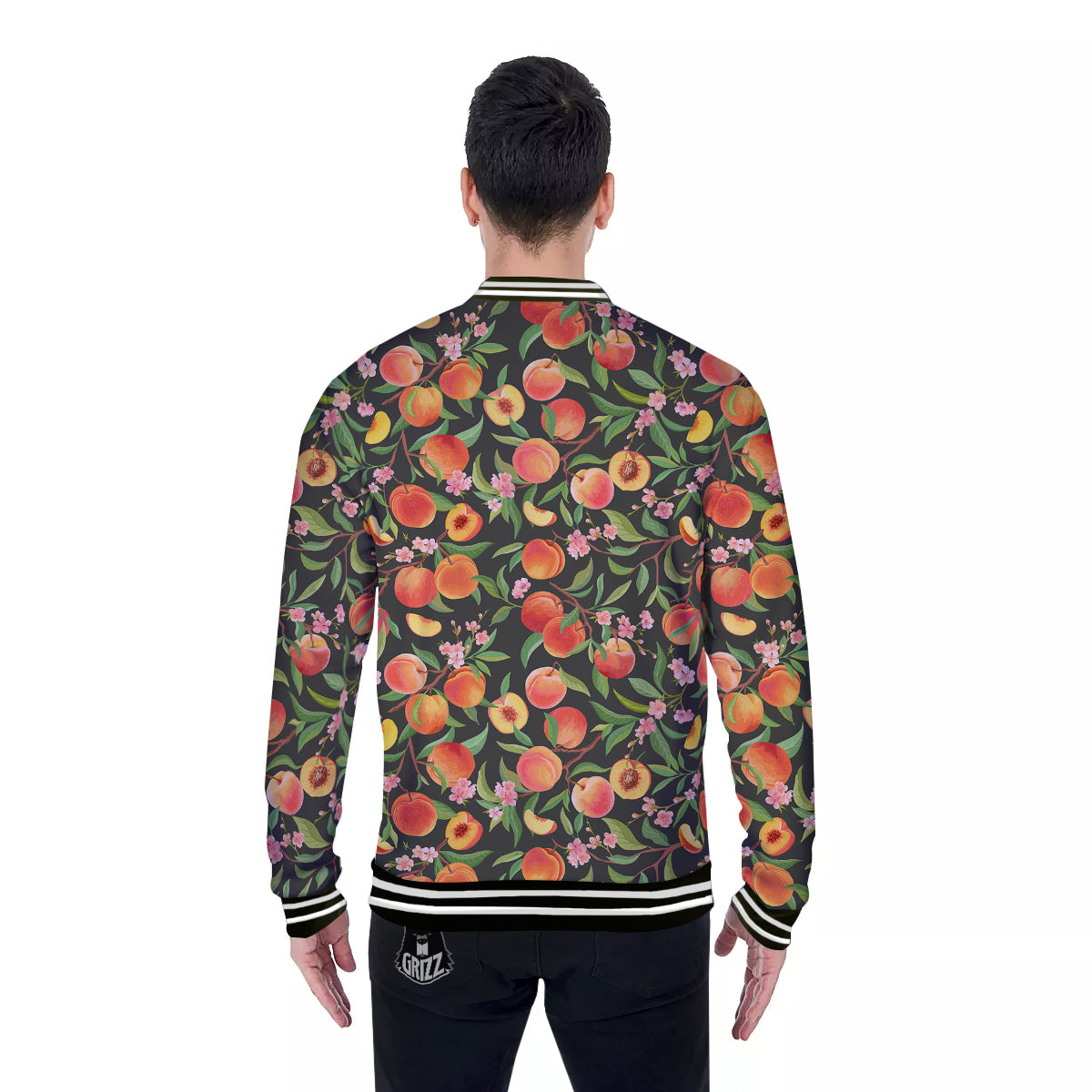 Fruit Apricot Watercolor Print Pattern Baseball Jacket-grizzshop