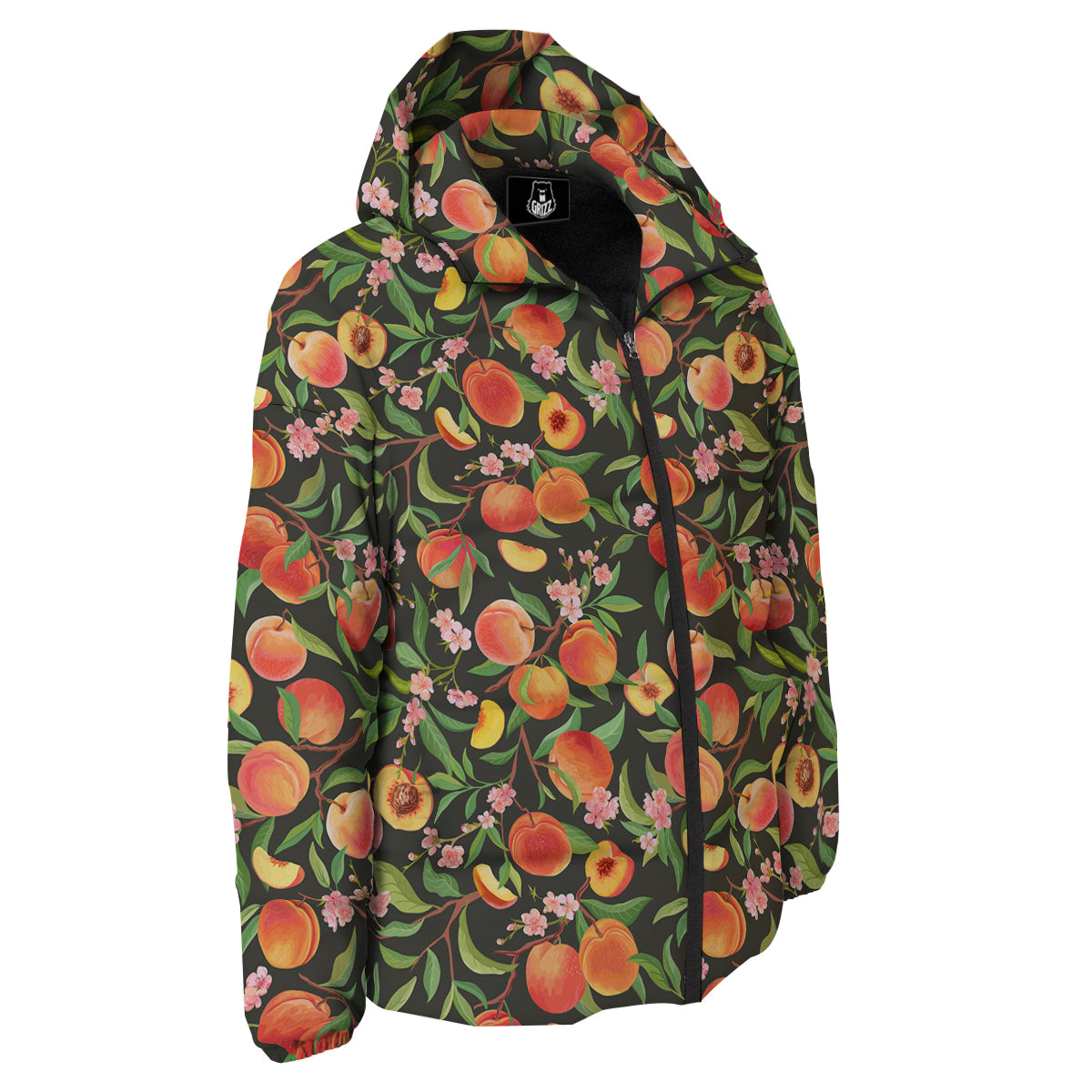 Fruit Apricot Watercolor Print Pattern Down Jacket-grizzshop