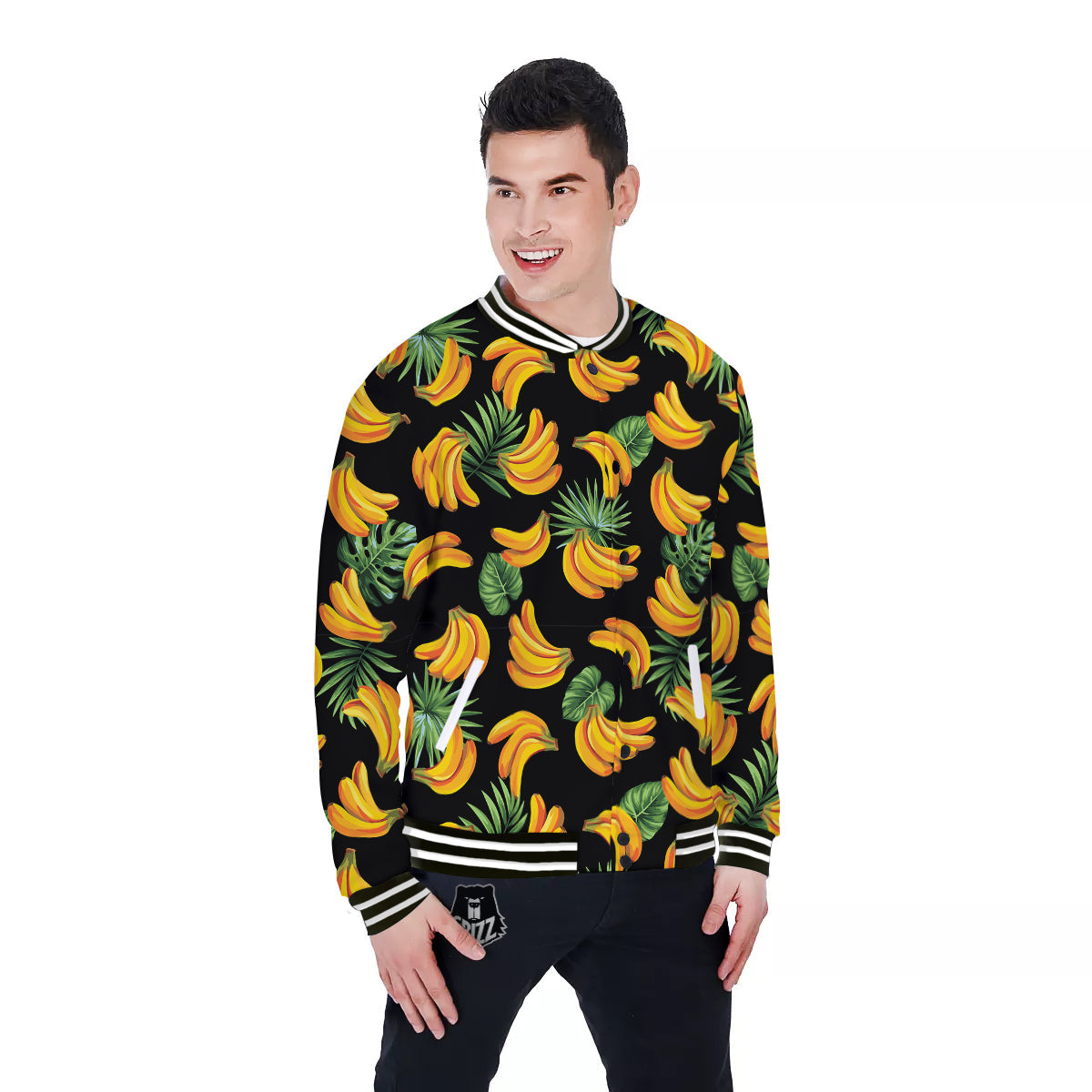 Fruit Banana Print Pattern Baseball Jacket-grizzshop