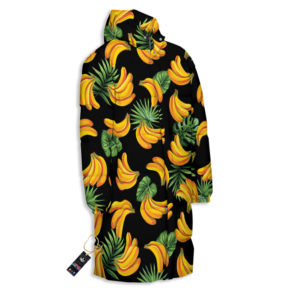 Fruit Banana Print Pattern Long Down Jacket-grizzshop