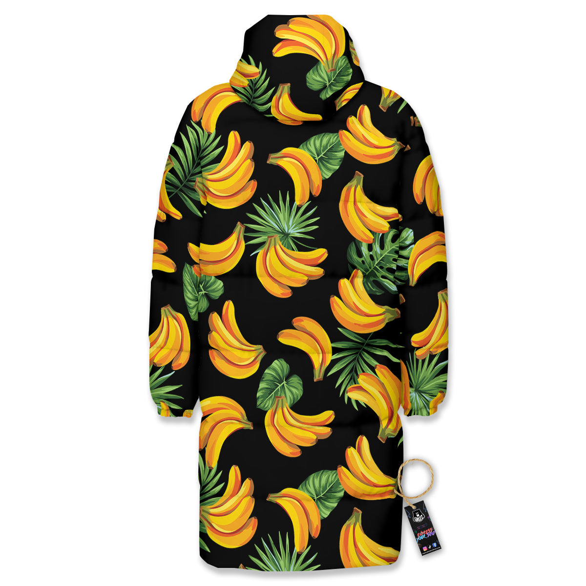 Fruit Banana Print Pattern Long Down Jacket-grizzshop