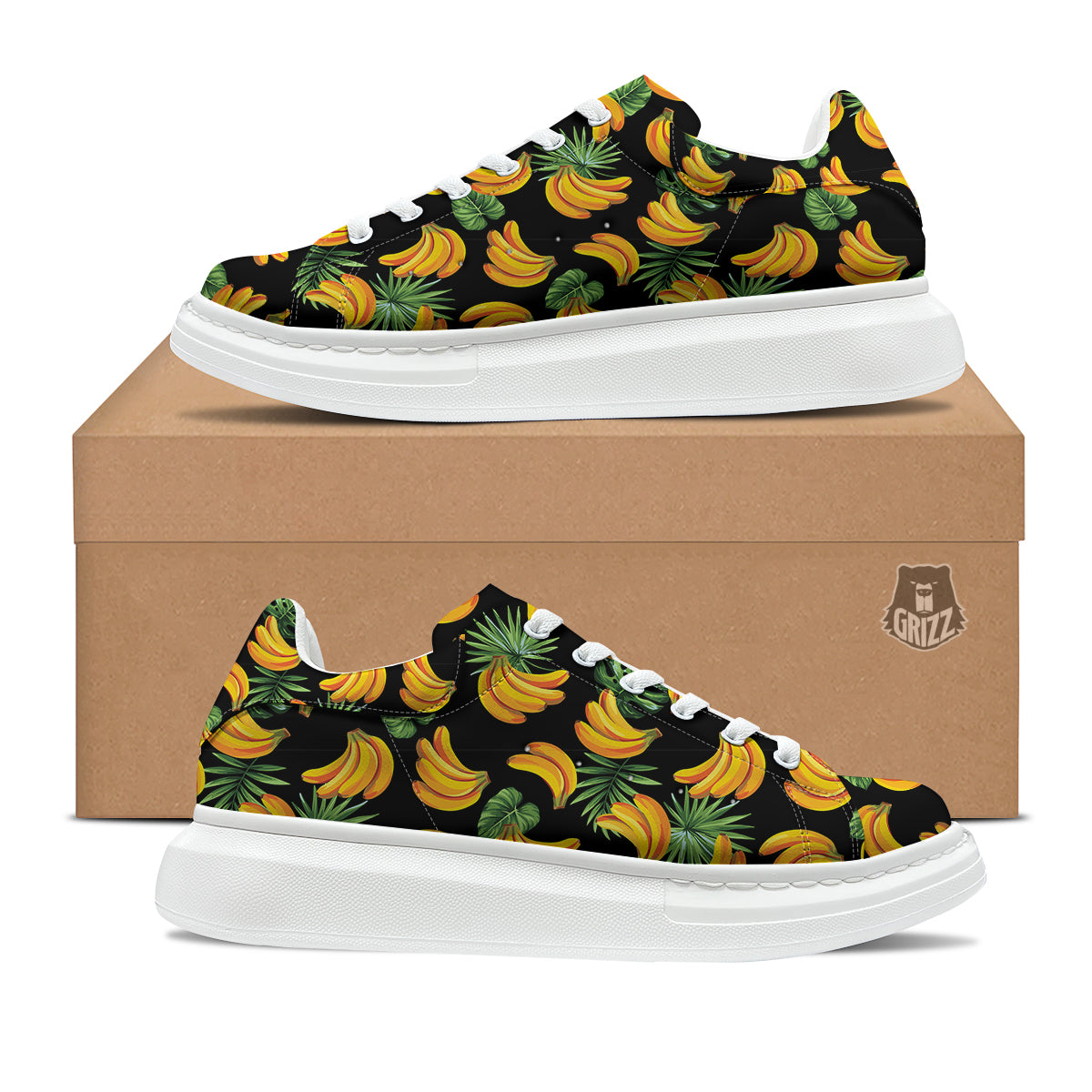 Fruit Banana Print Pattern Platform Shoes-grizzshop