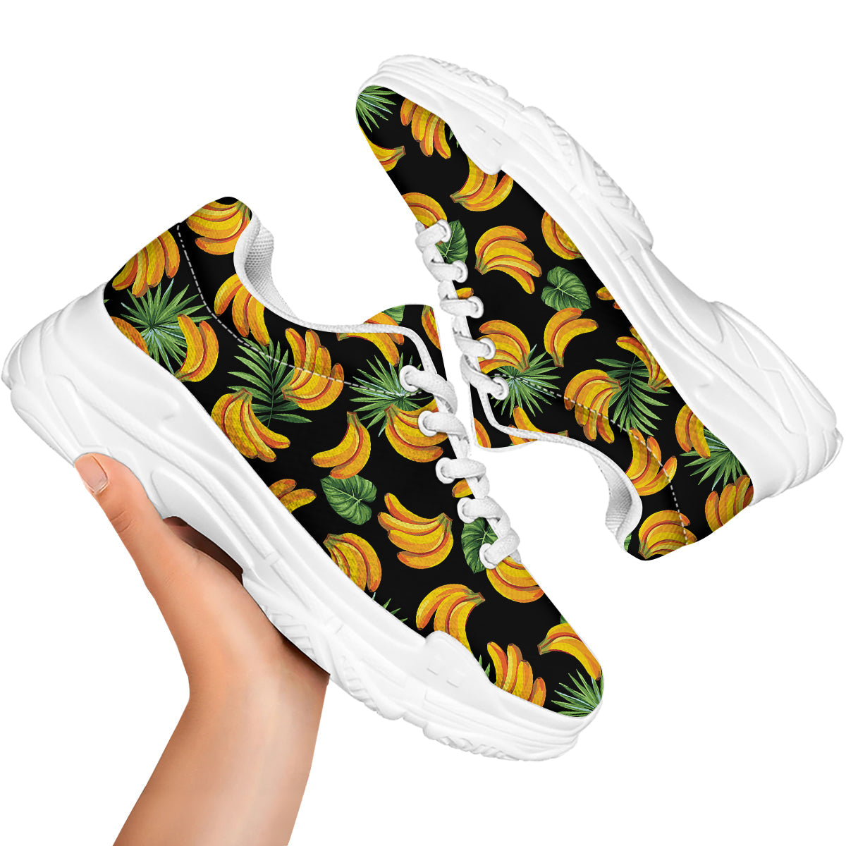 Fruit Banana Print Pattern White Chunky Shoes-grizzshop