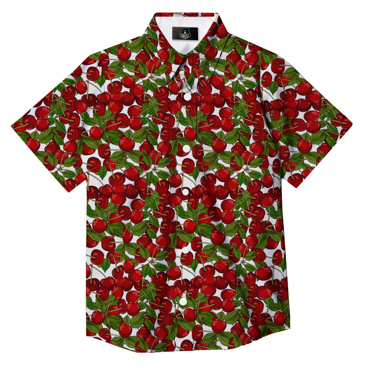 Fruit Cherry Print Pattern Button Up Shirt-grizzshop