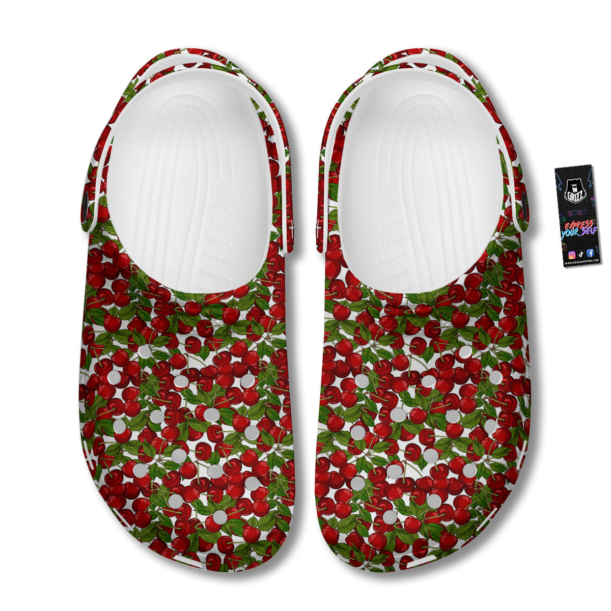 Fruit Cherry Print Pattern Clog-grizzshop
