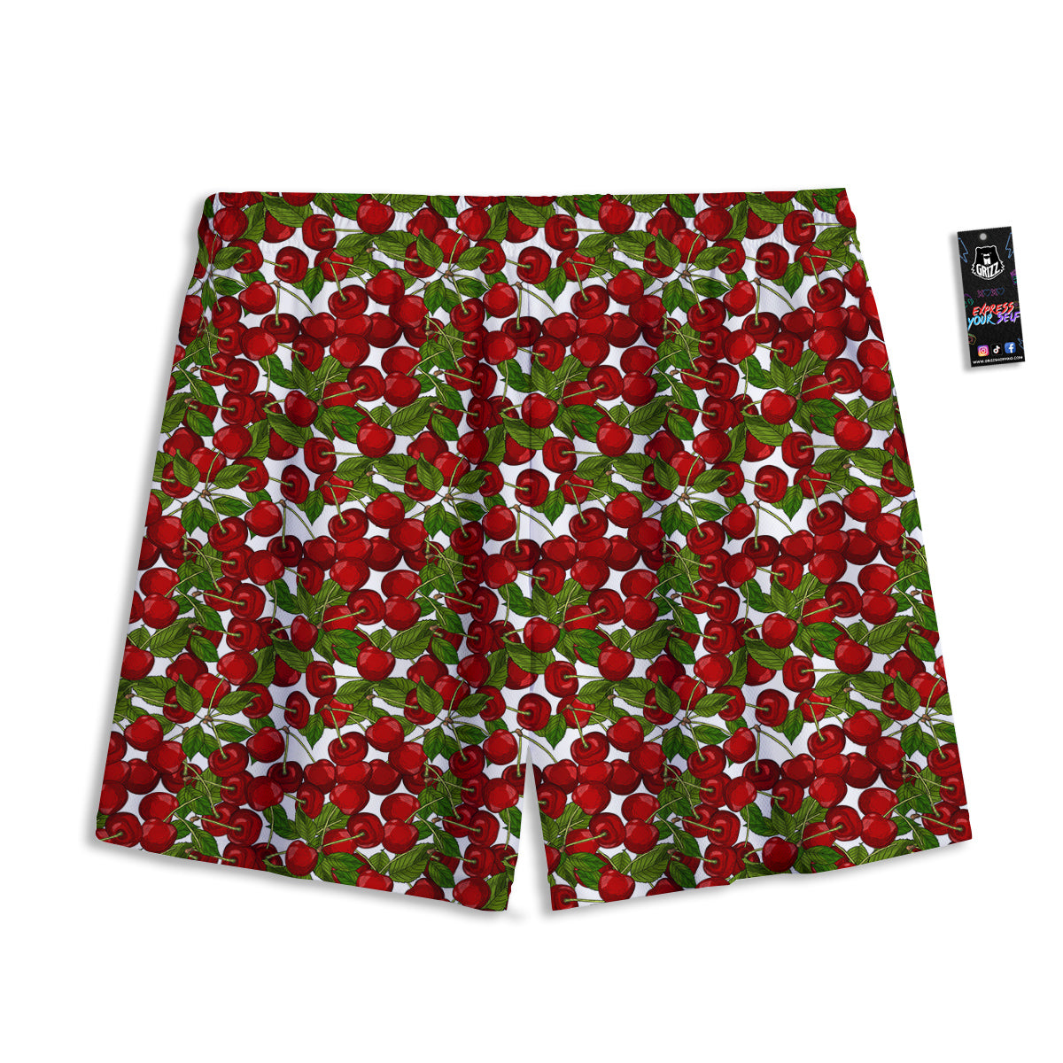 Fruit Cherry Print Pattern Mesh Shorts-grizzshop