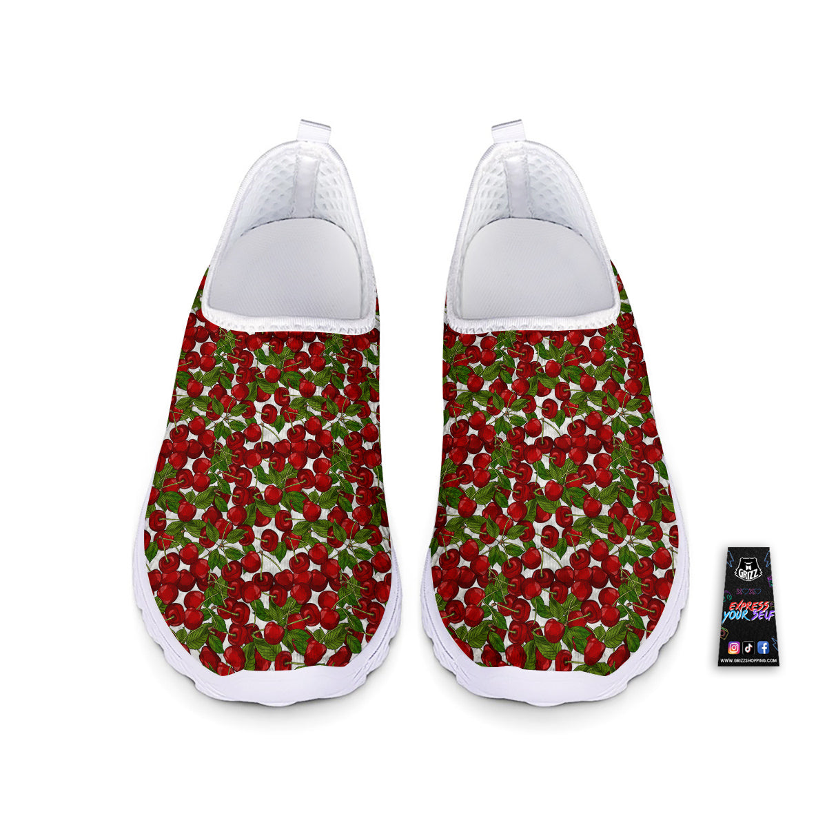 Fruit Cherry Print Pattern Nurse Shoes-grizzshop