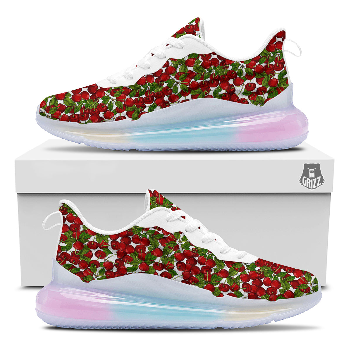 Fruit Cherry Print Pattern Running Sneakers-grizzshop