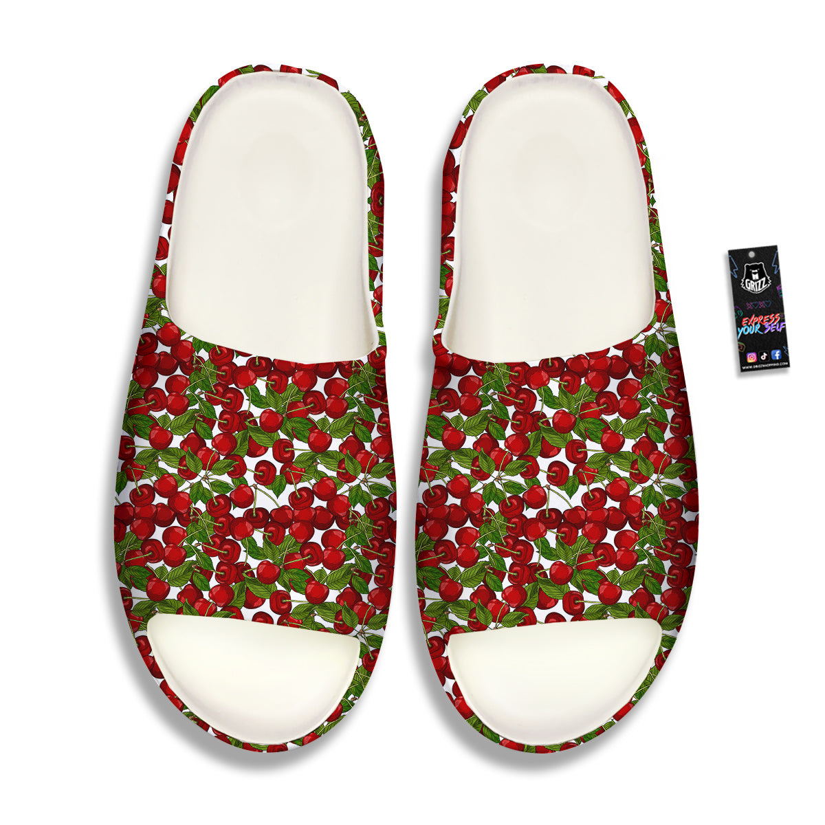 Fruit Cherry Print Pattern Sandals-grizzshop