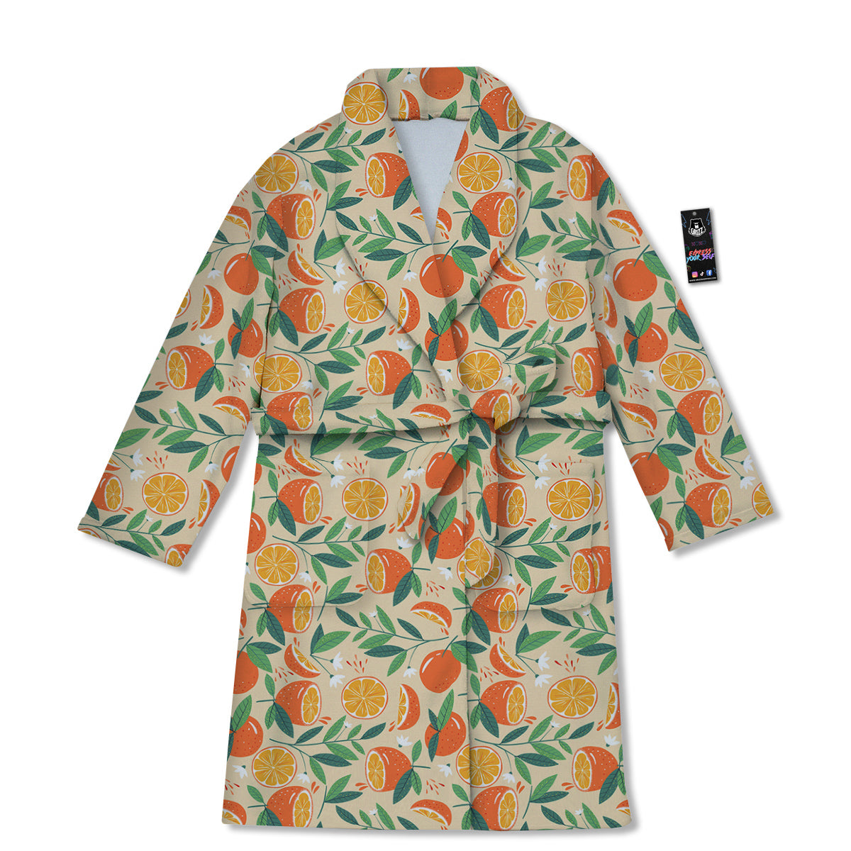 Fruit Cute Orange Print Pattern Bathrobe-grizzshop