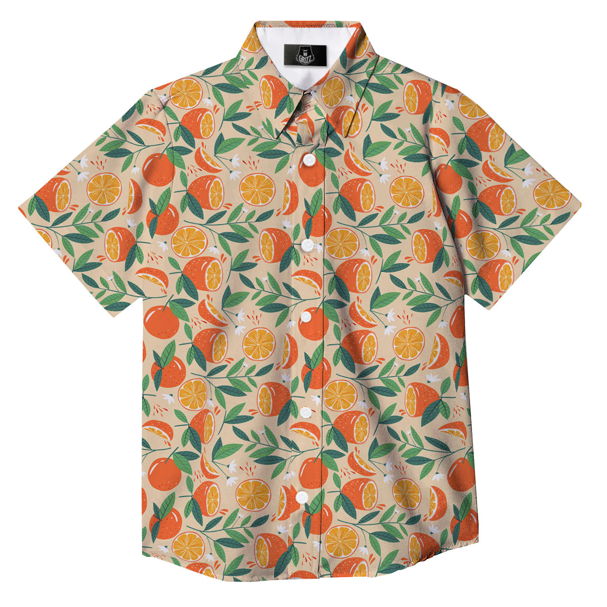 Fruit Cute Orange Print Pattern Button Up Shirt-grizzshop