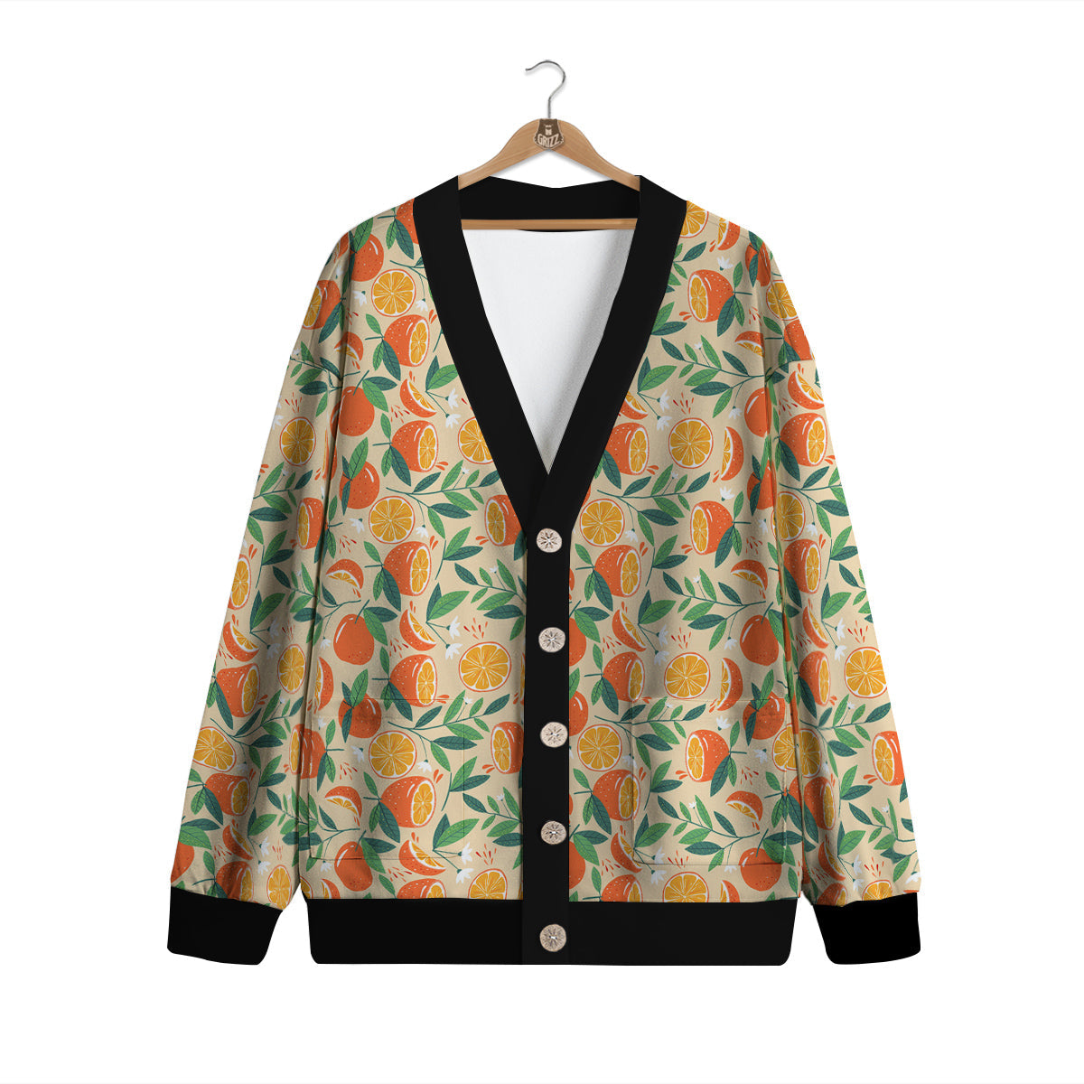 Fruit Cute Orange Print Pattern Cardigan-grizzshop