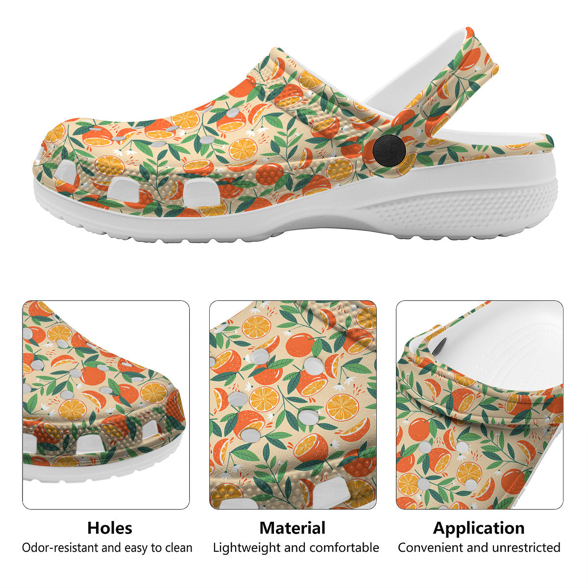 Fruit Cute Orange Print Pattern Clog-grizzshop