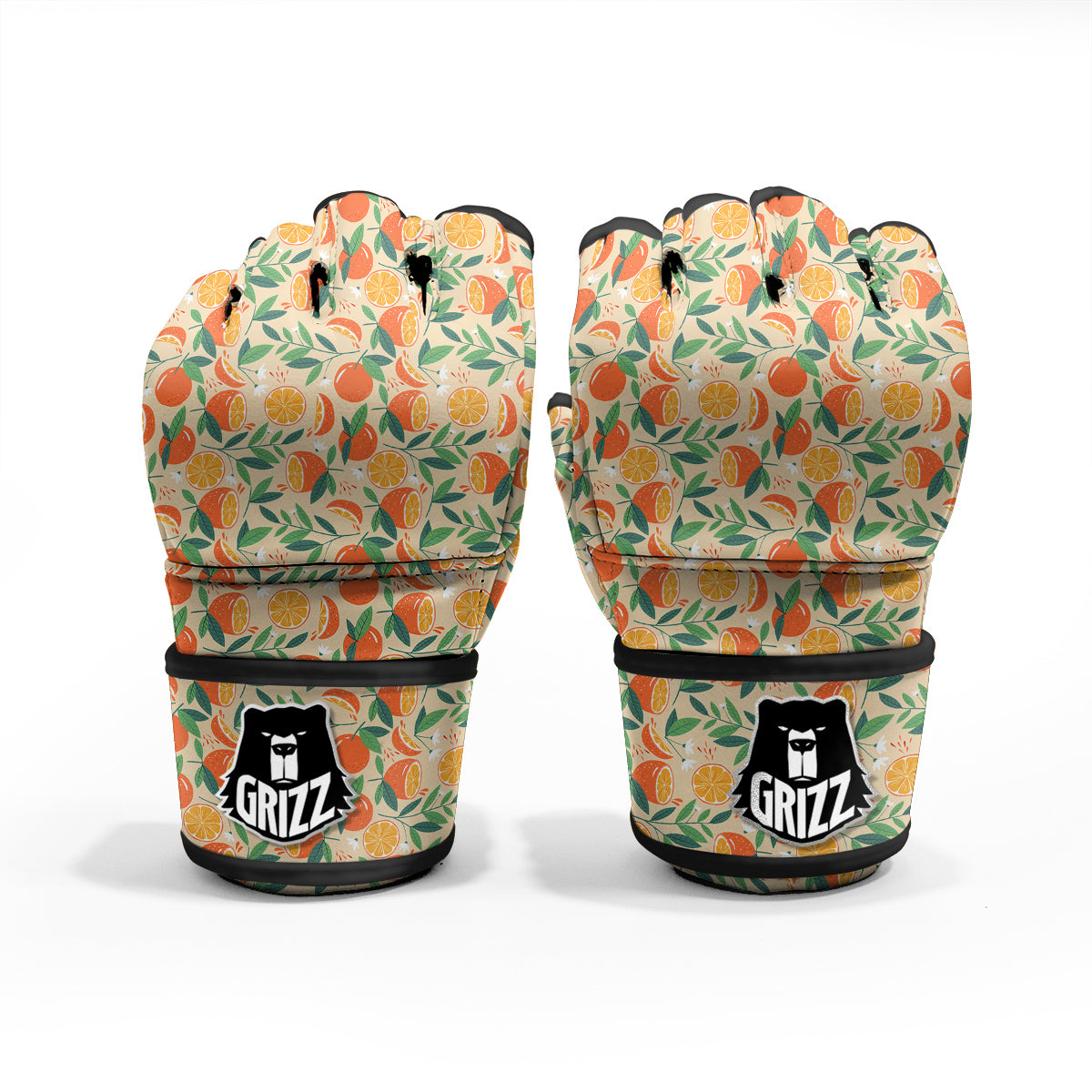 Fruit Cute Orange Print Pattern MMA Gloves-grizzshop