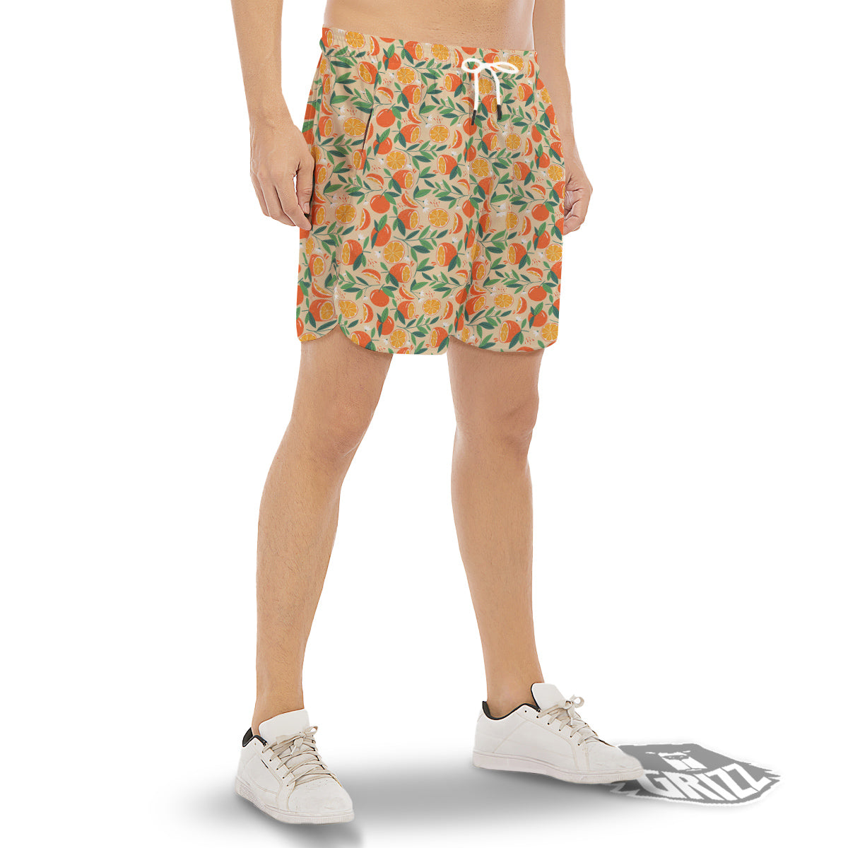 Fruit Cute Orange Print Pattern Men's Gym Shorts-grizzshop