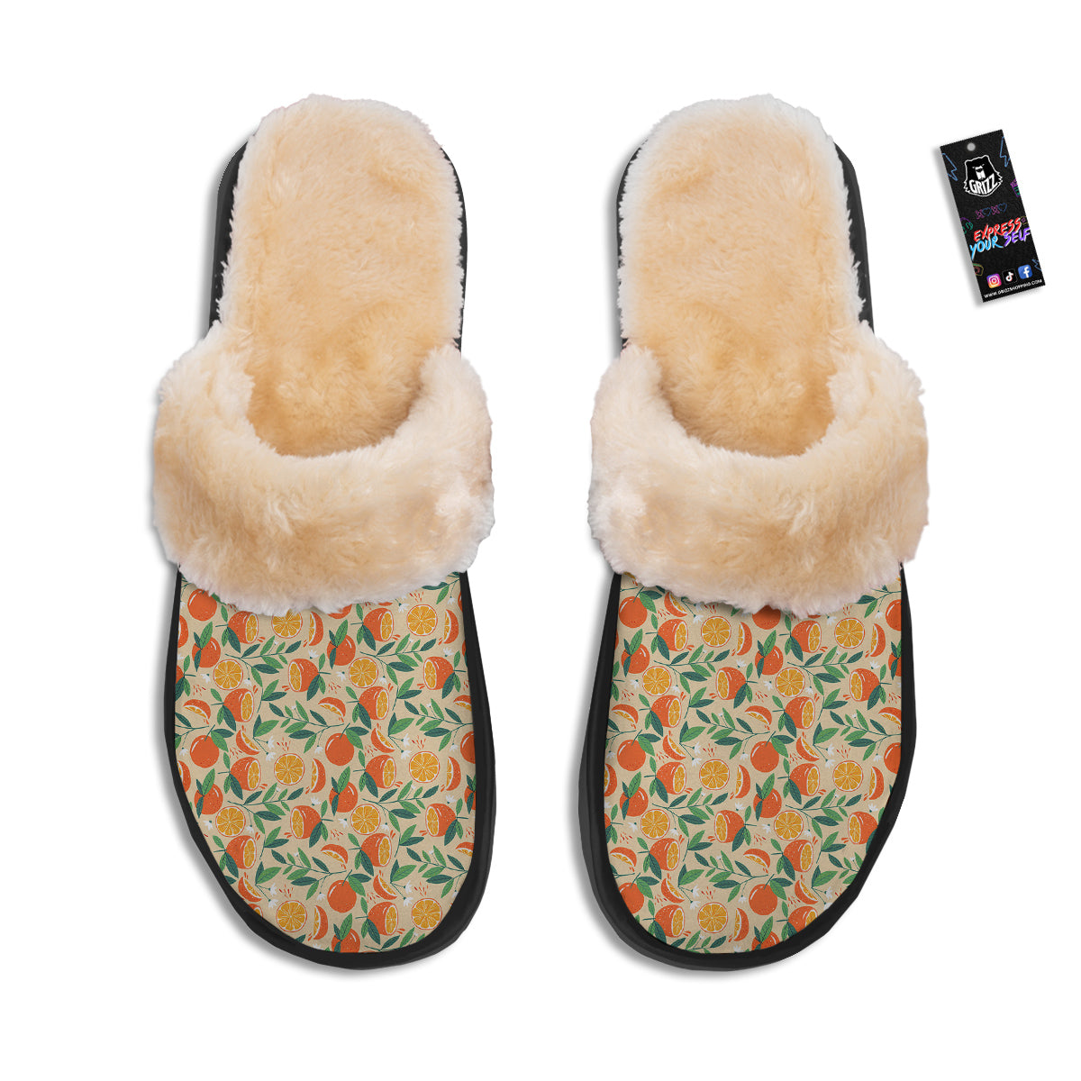 Fruit Cute Orange Print Pattern Slippers-grizzshop