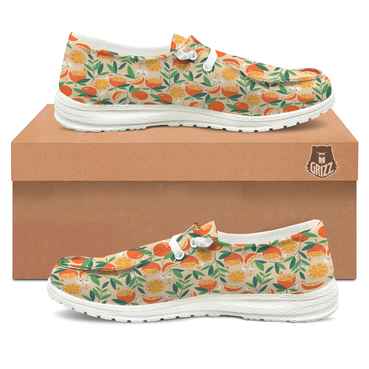 Fruit Cute Orange Print Pattern White Loafers-grizzshop