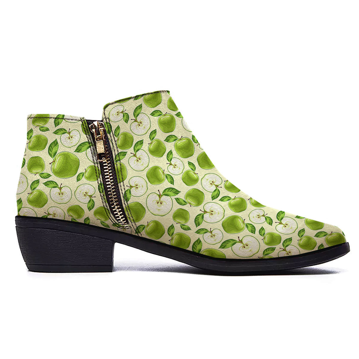 Fruit Green Apple Print Pattern Ankle Boots-grizzshop